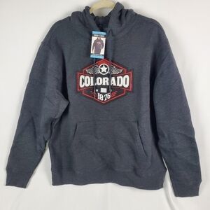 NWT State Of Mine Men's Dark Grey Hoodie - Colorado Winged Star - Choose Size